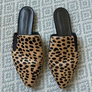 Jenny Kayne cheetah print pony hair mules
